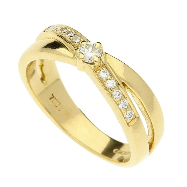 18ct Yellow Gold Crossover Diamond Ring - Size N½