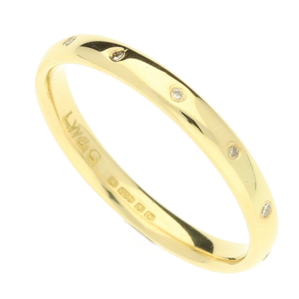 18ct Yellow Gold Diamond Wedding Ring - Size M