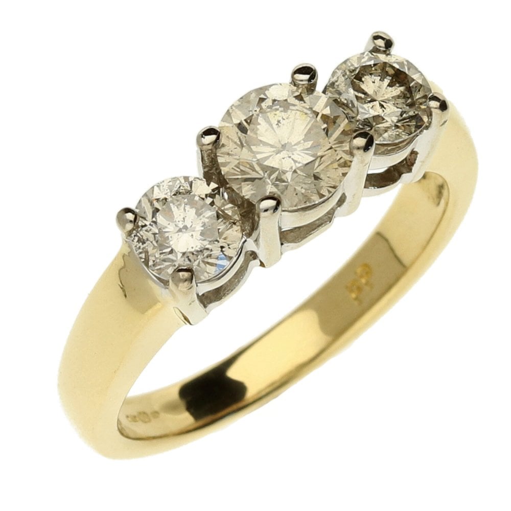 18ct Yellow Gold Three Stone Diamond Ring 1.32ct