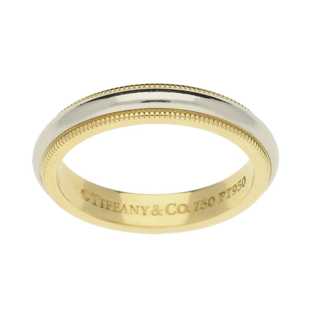 Tiffany & Co Gold & Platinum Milgrain Wedding Ring - Size L