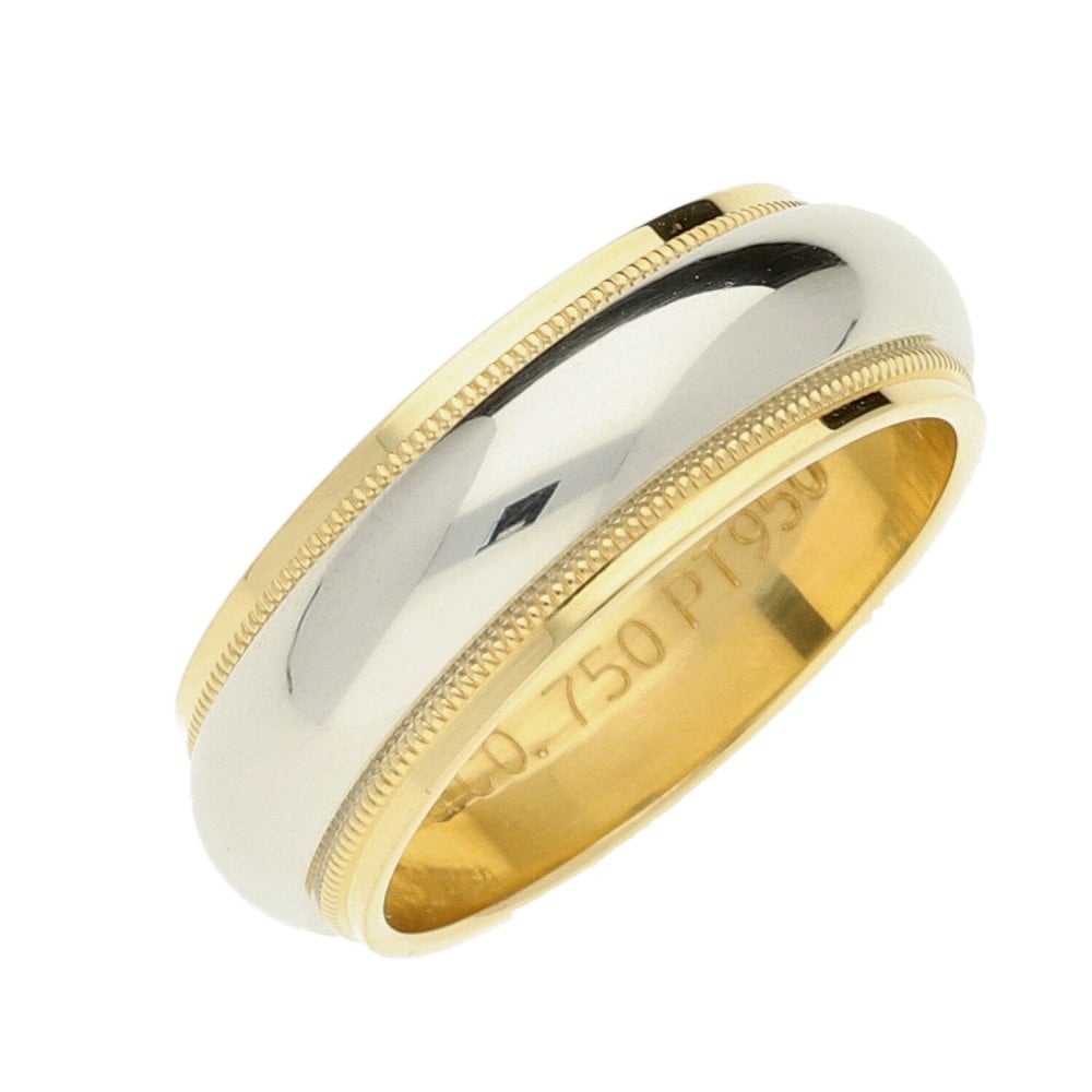 Tiffany & Co Gold & Platinum Milgrain Wedding Ring - Size I