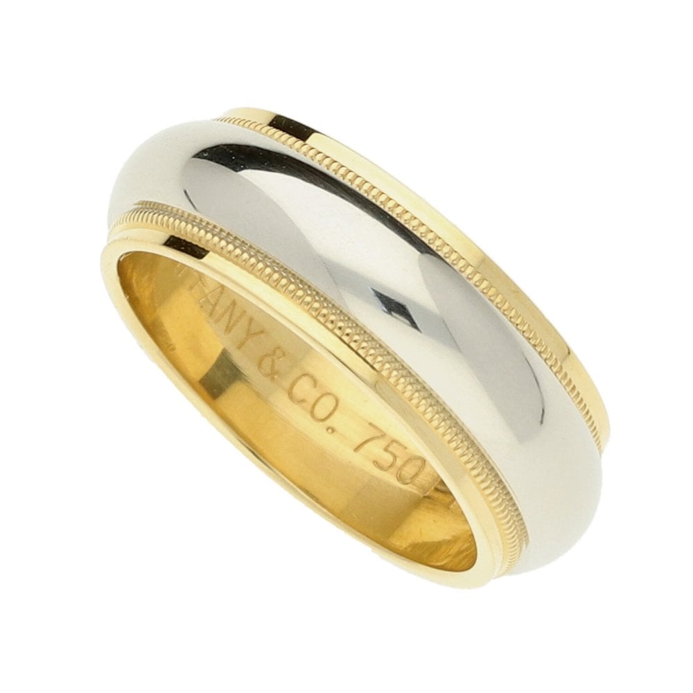 Tiffany & Co Gold & Platinum Milgrain Wedding Ring - Size I