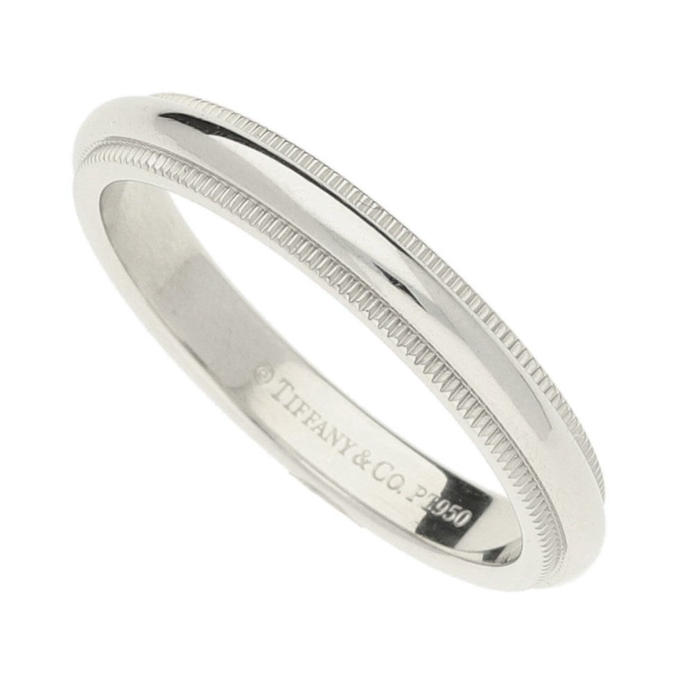 Tiffany & Co Platinum Milgrain Wedding Ring - Size M