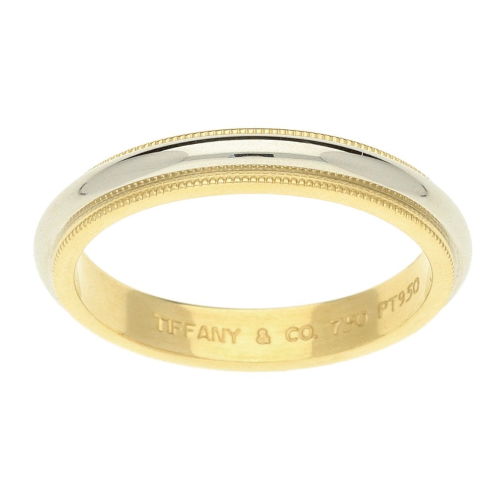 Tiffany & Co Gold & Platinum Milgrain Wedding Ring - Size R½