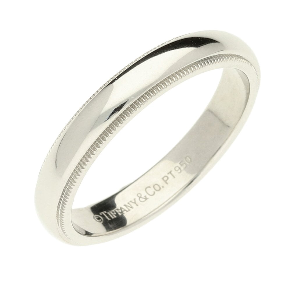 Tiffany & Co Platinum Milgrain Wedding Ring - Size T½ - 9.1g