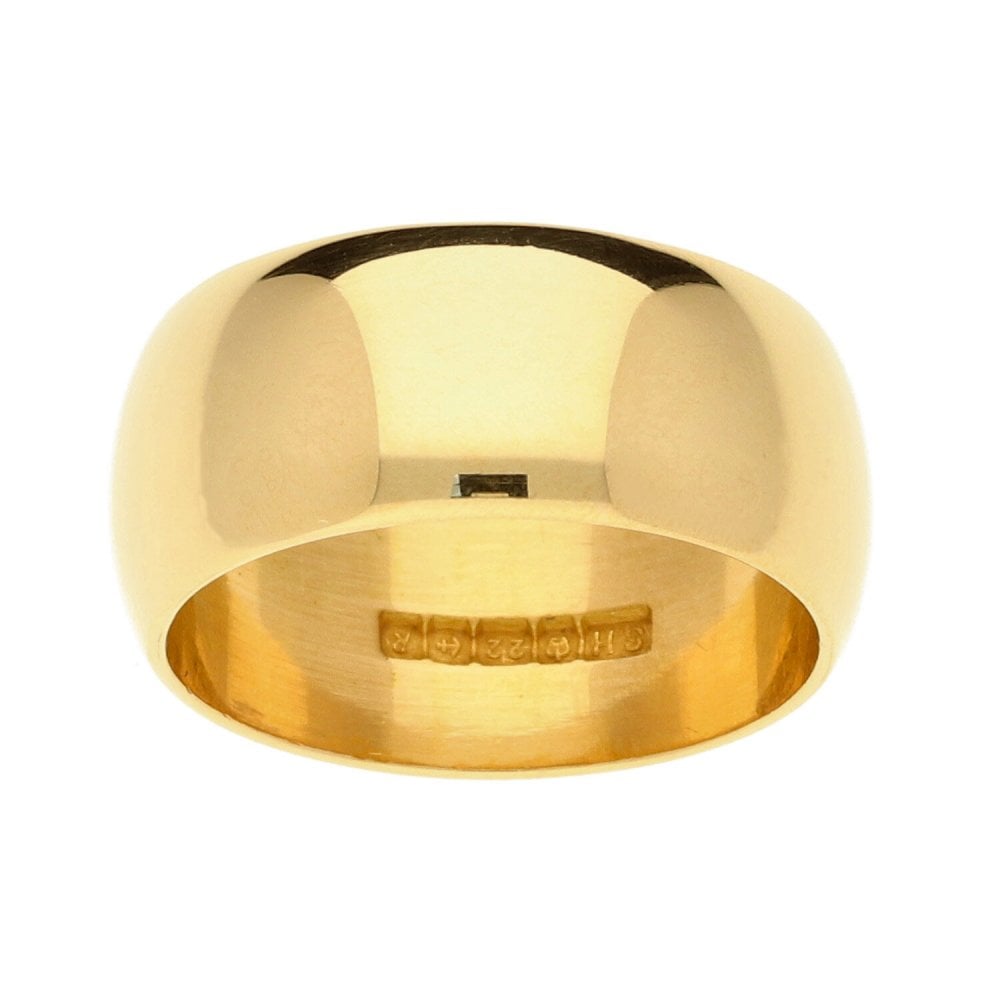 22ct Yellow Gold D-Shape Wedding Ring - Size O