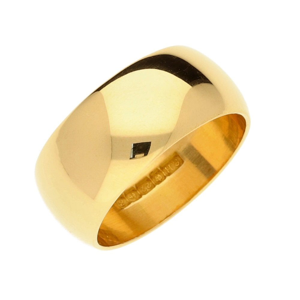 22ct Yellow Gold D-Shape Wedding Ring - Size O