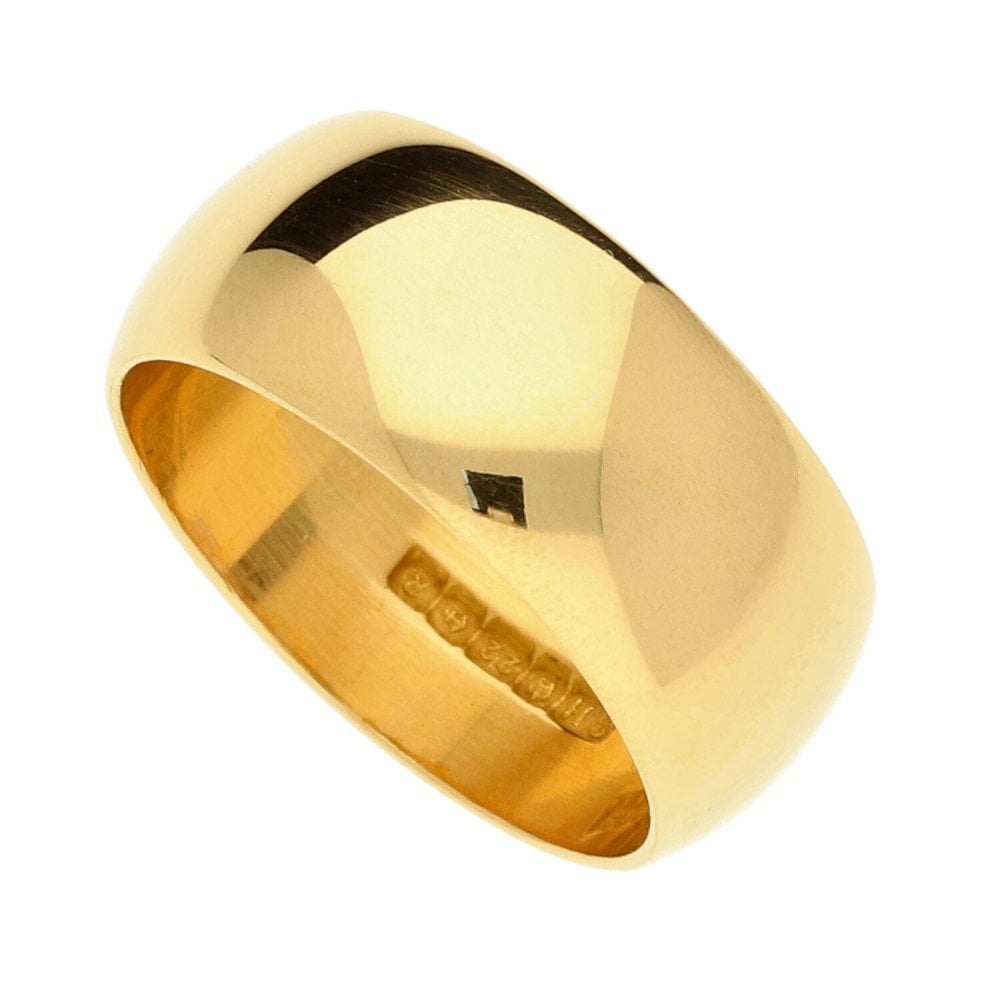 22ct Yellow Gold D-Shape Wedding Ring - Size O