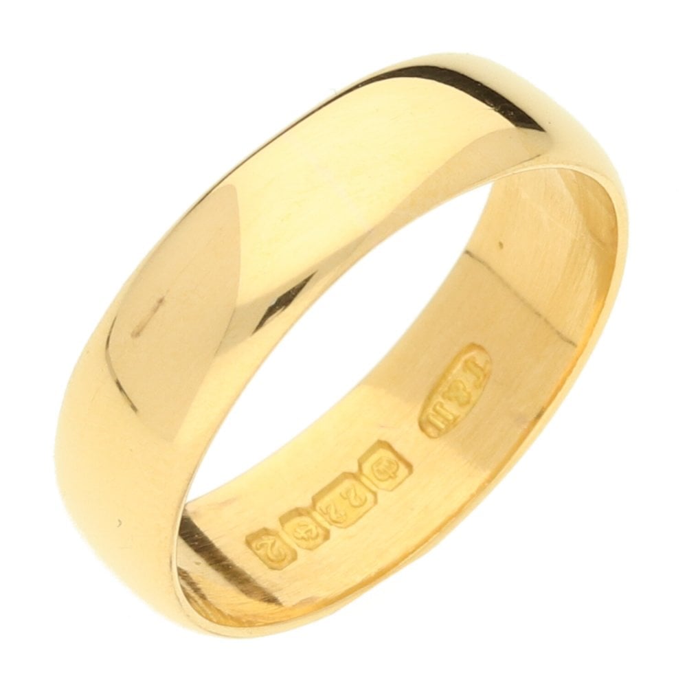 22ct Yellow Gold D-Shape Wedding Ring - Size L½