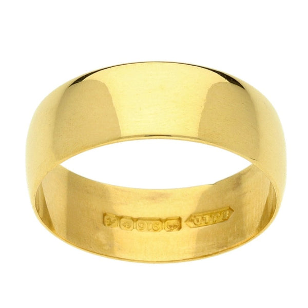 22ct Yellow Gold D-Shape Wedding Ring - Size N