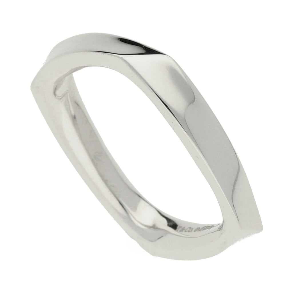 18ct White Gold Square Twist Tiffany Ring- Size K