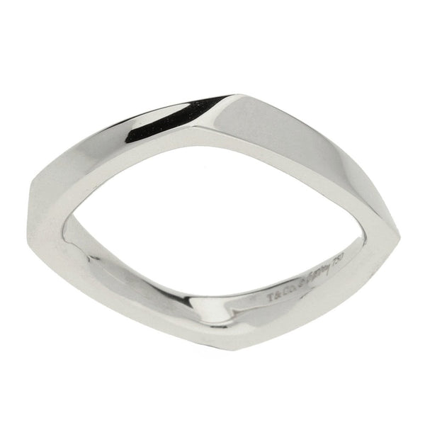 18ct White Gold Square Twist Tiffany Ring- Size K