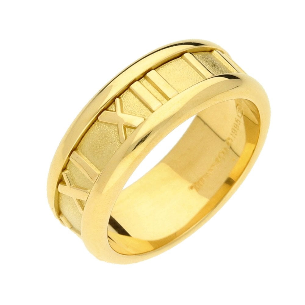 18ct Yellow Gold Tiffany Roman Numeral Ring- Size L