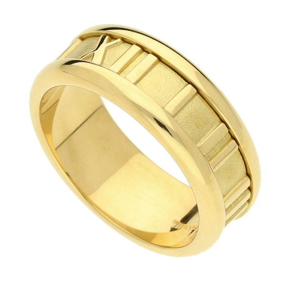 18ct Yellow Gold Tiffany Roman Numeral Ring- Size L