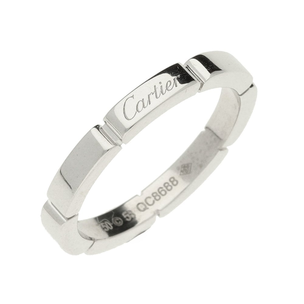 18ct White Gold- Cartier Mallion Panthere Wedding Ring- Size M