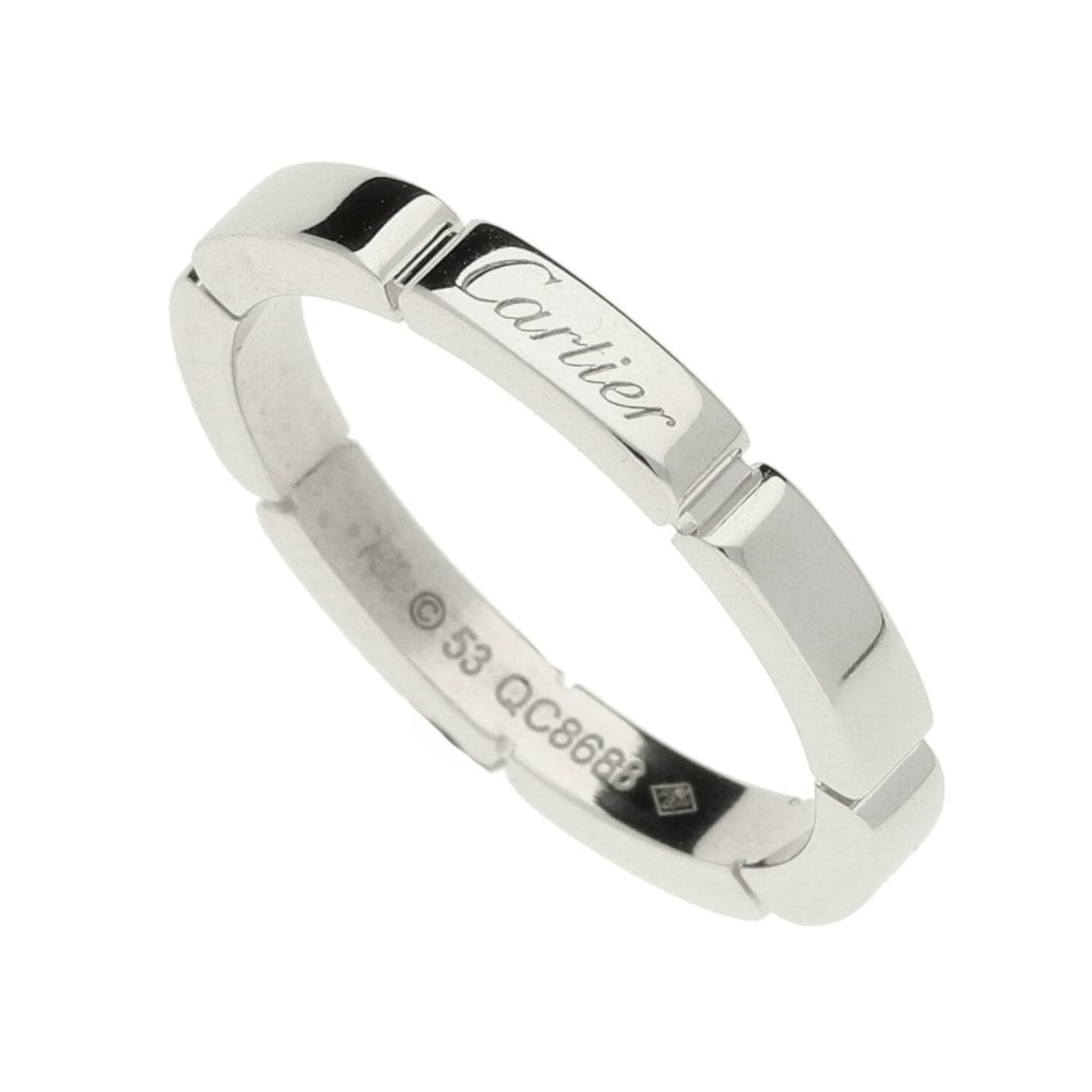 18ct White Gold- Cartier Mallion Panthere Wedding Ring- Size M