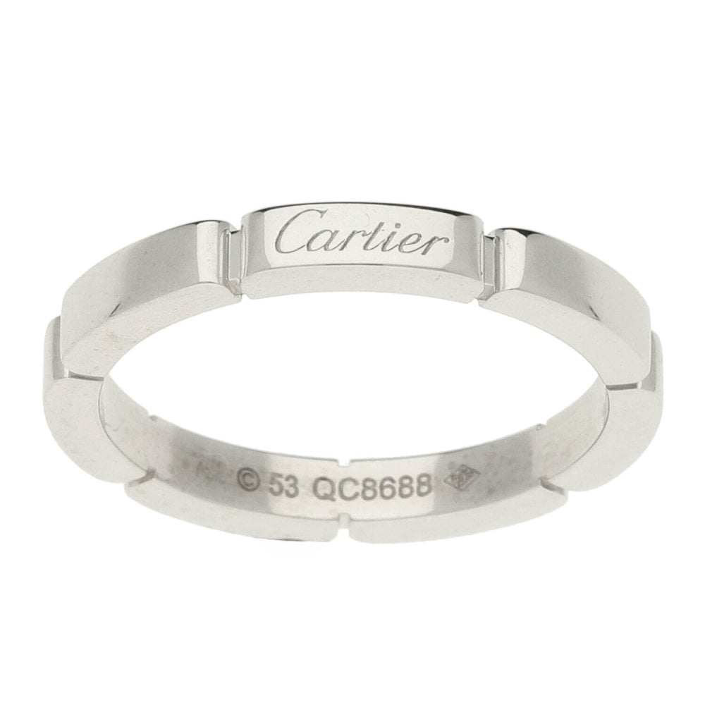 18ct White Gold- Cartier Mallion Panthere Wedding Ring- Size M