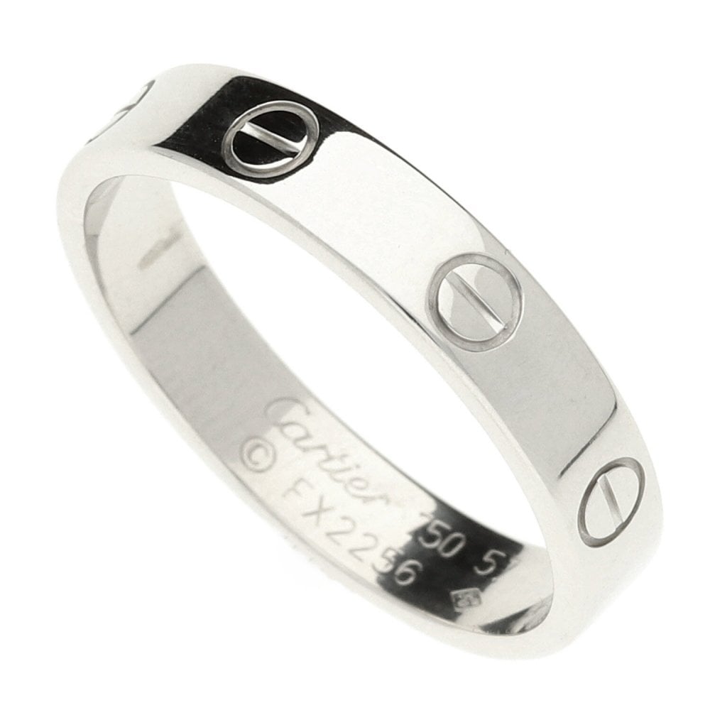 18ct White Gold Cartier Love Ring - Size P1/2