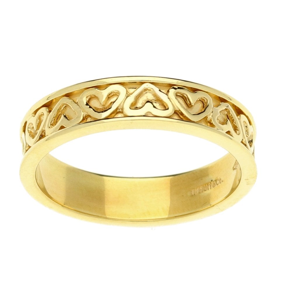 18ct Yellow Gold Ladies Tiffany Heart Ring-Size K