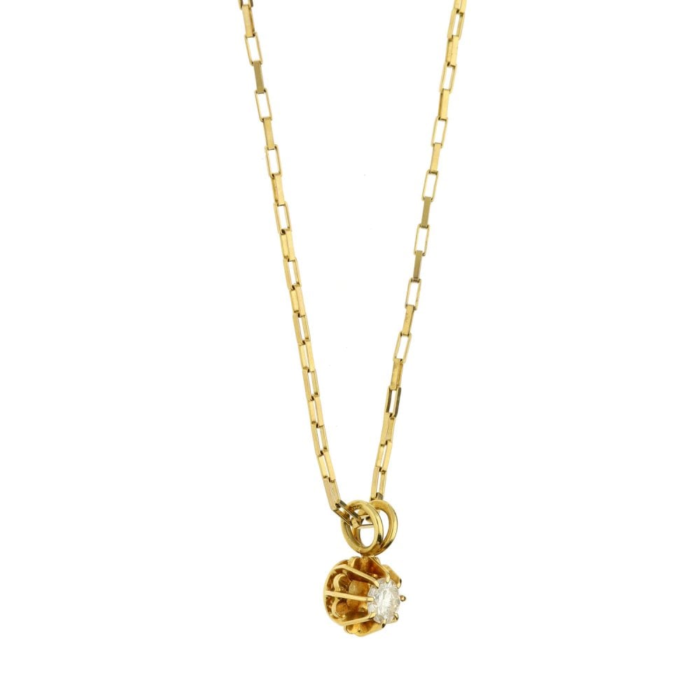 9ct Yellow Gold Chain And Diamond Pendant-16"