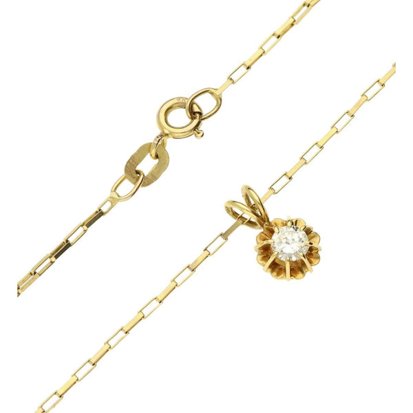 9ct Yellow Gold Chain And Diamond Pendant-16"