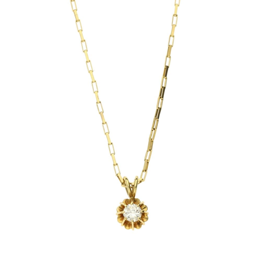 9ct Yellow Gold Chain And Diamond Pendant-16"