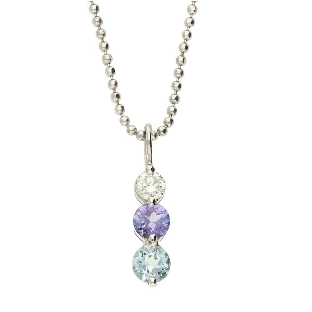 18ct White Gold Chain & Diamond Pendant-16"