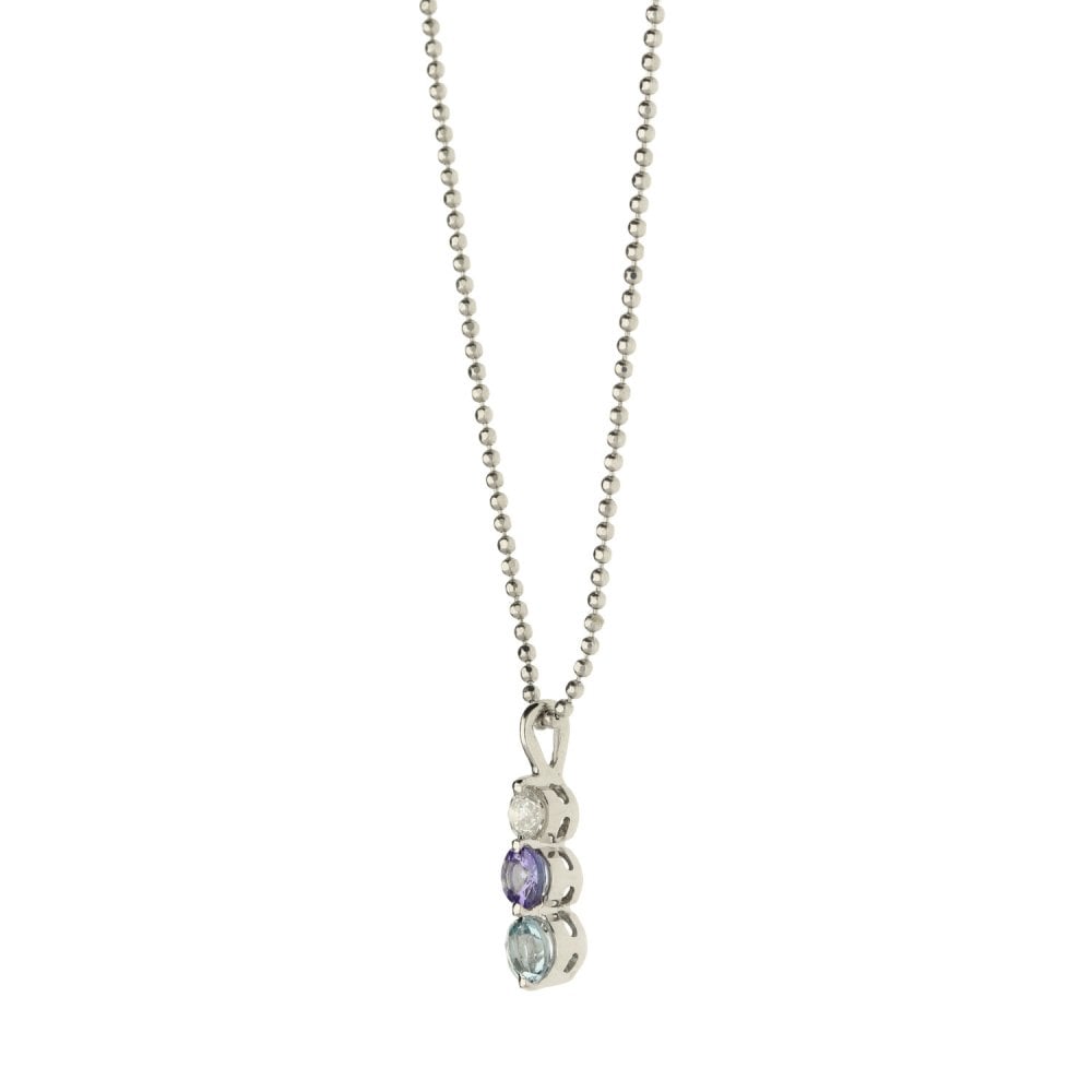 18ct White Gold Chain & Diamond Pendant-16"