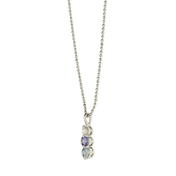 18ct White Gold Chain & Diamond Pendant-16"