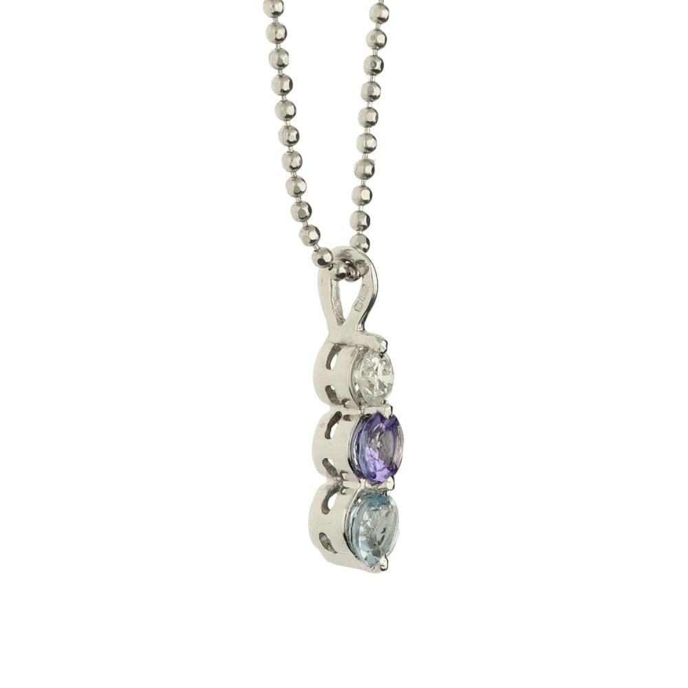 18ct White Gold Chain & Diamond Pendant-16"