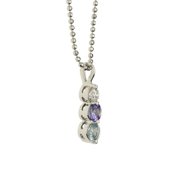 18ct White Gold Chain & Diamond Pendant-16"