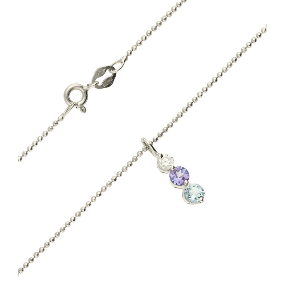 18ct White Gold Chain & Diamond Pendant-16"