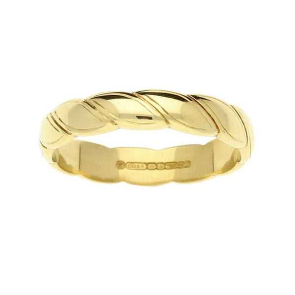 18ct Yellow Gold Patterned Wedding Ring-Size M