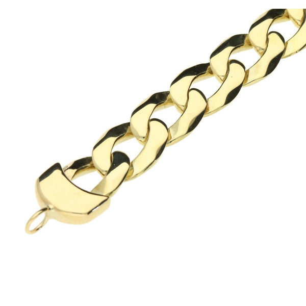 9ct Yellow Gold Flat Curb Chain Bracelet Gents-7"