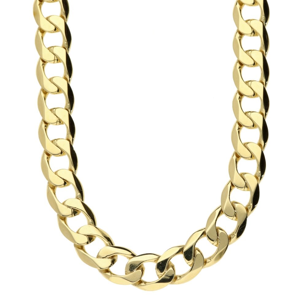 9ct Yellow Gold Gents Flat Curb Chain -21"
