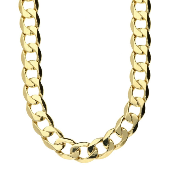 9ct Yellow Gold Gents Flat Curb Chain -21"