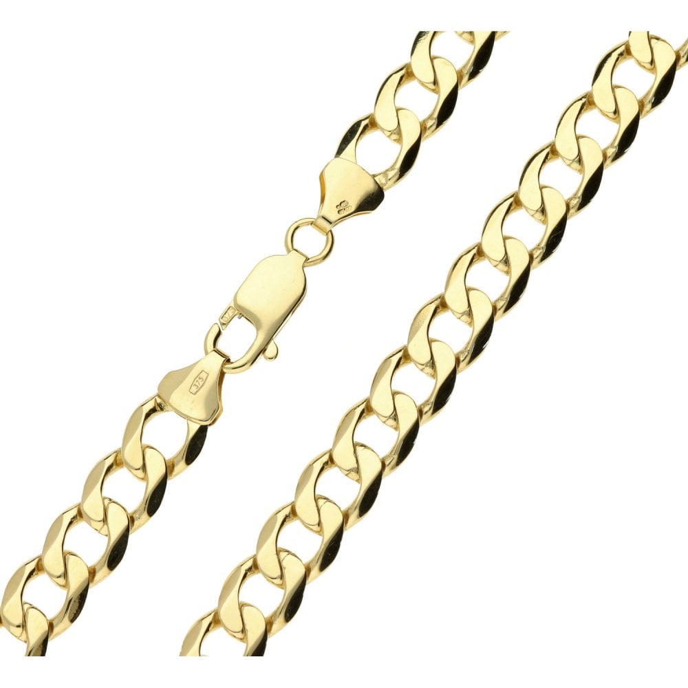 9ct Yellow Gold Gents Flat Curb Chain -21"