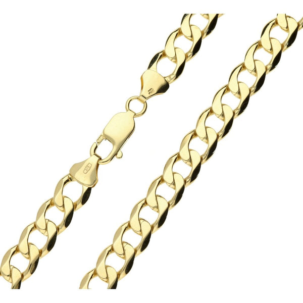 9ct Yellow Gold Gents Flat Curb Chain -21"
