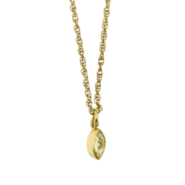 9ct Yellow Gold Rope Chain With Marquise Diamond Pendant 16"