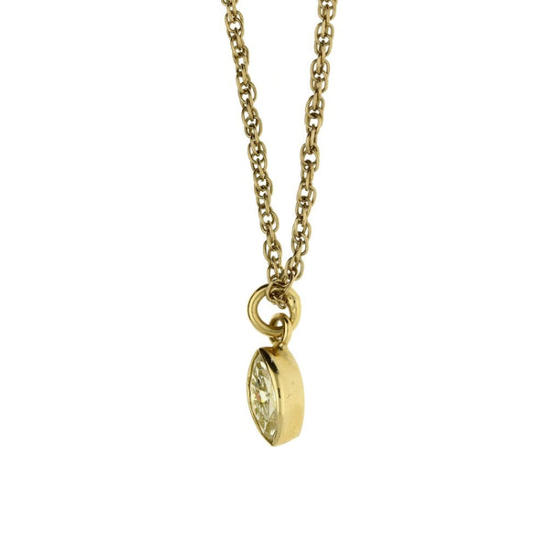 9ct Yellow Gold Rope Chain With Marquise Diamond Pendant 16"