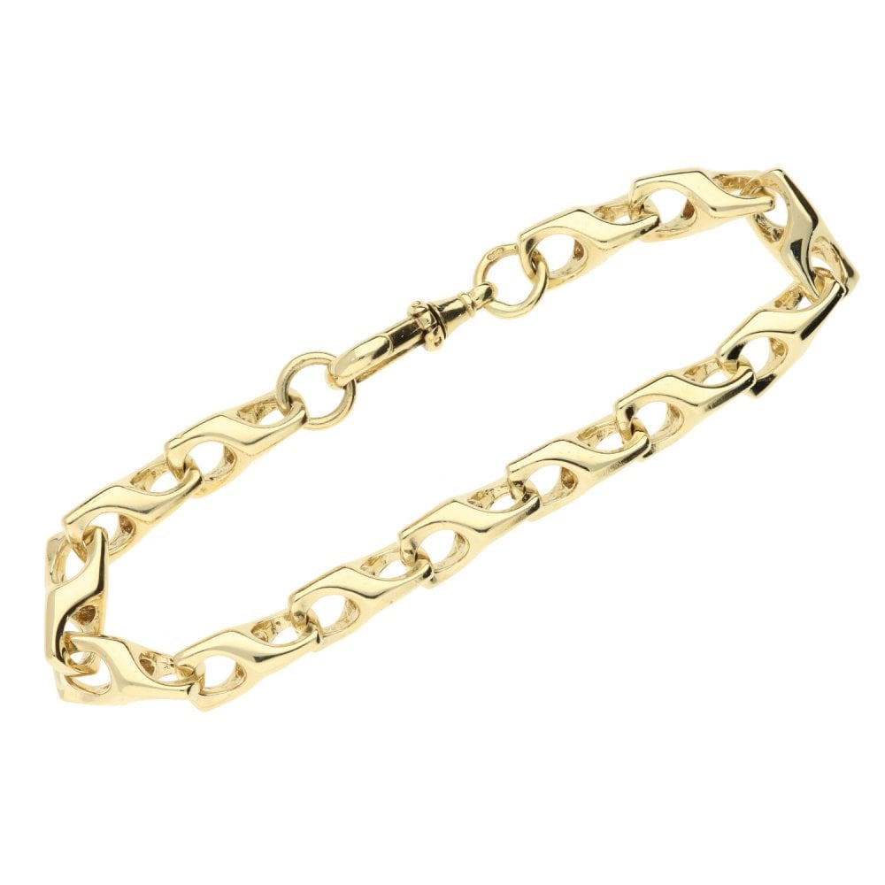 9ct Yellow Gold Gents Heavy Fancy Bracelet - 9" - 43.3g