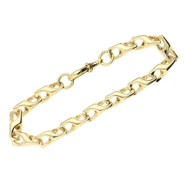 9ct Yellow Gold Gents Heavy Fancy Bracelet - 9" - 43.3g