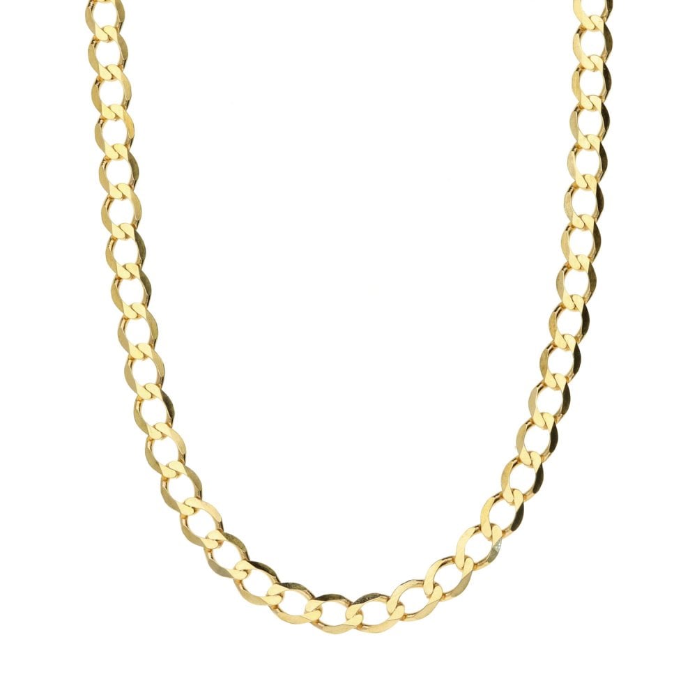 9ct Yellow Gold Flat Curb Chain-Ladies- 18"