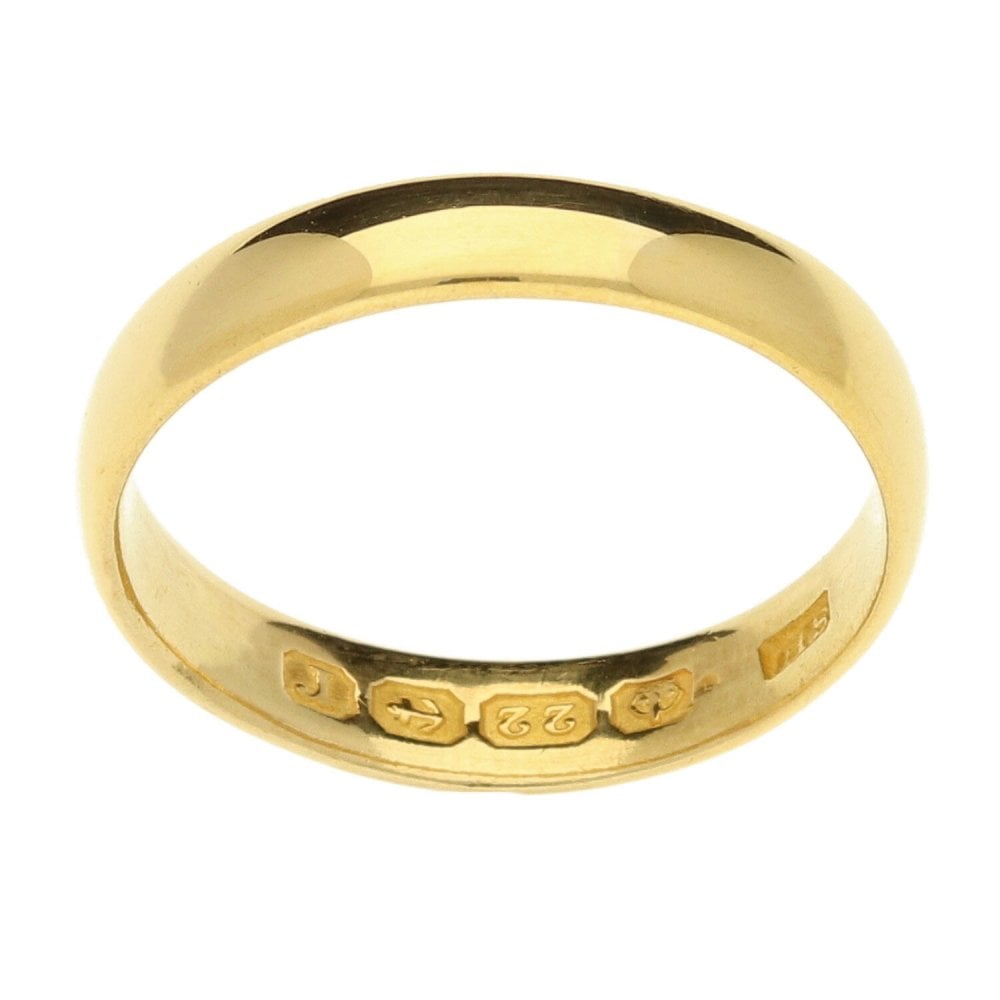 22ct Yellow Gold D-Shape Wedding Ring-Size N