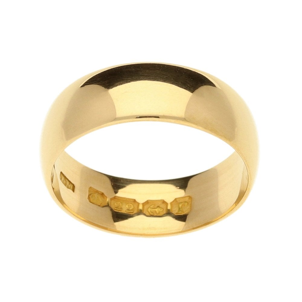 22ct Yellow Gold D- Shape Wedding Ring-Size K