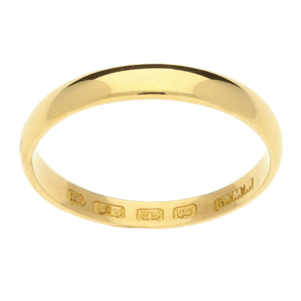 22ct Yellow Gold Thin Wedding Ring - Size P