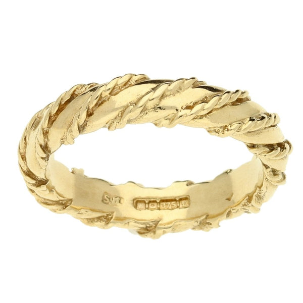 9ct Yellow Gold Patterned Wedding Ring-Size N