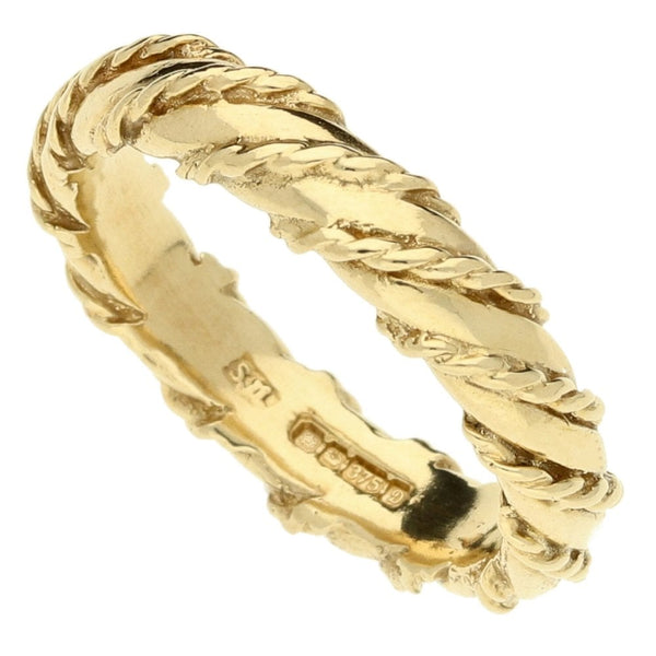 9ct Yellow Gold Patterned Wedding Ring-Size N