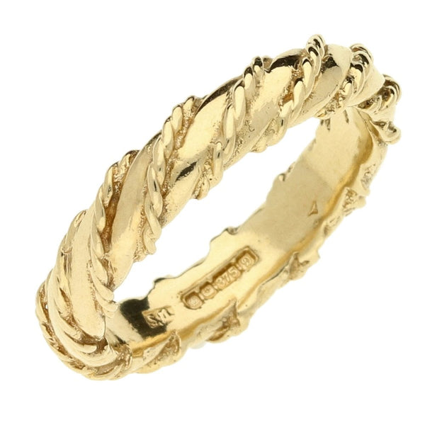 9ct Yellow Gold Patterned Wedding Ring-Size N