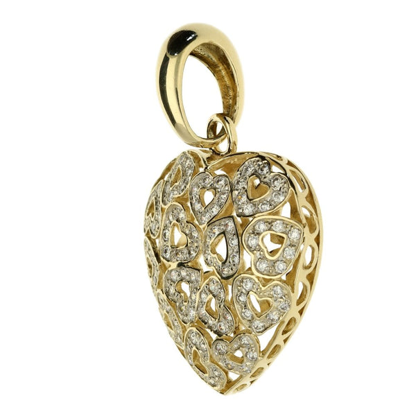 9ct Yellow Gold Large CZ Heart Pendant-
